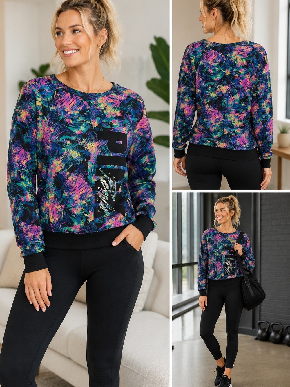 PINK Victoria's Secret Multicolor Abstract Pullover - Off Shoulder